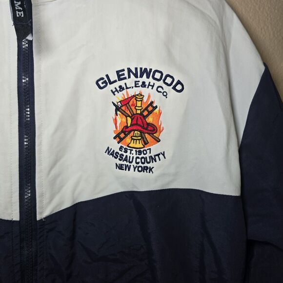 Game Sportswear Glenwood H&L Co Fire Dept Windbreaker Jacket Navy White Medium - Picture 6 of 13